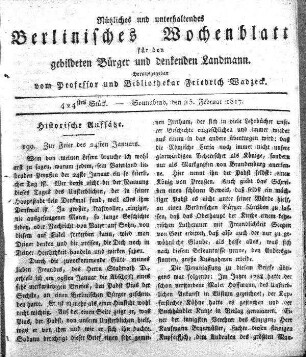 424stes Stueck, Sonnabend, den 15. Februar 1817