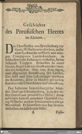 Geschichte des Preussischen Heeres im Kleinen