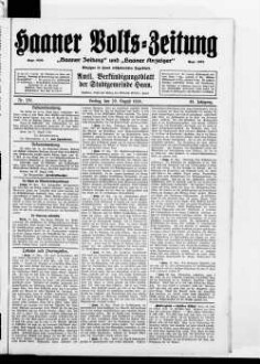 Haaner Volks-Zeitung. 1896-1928