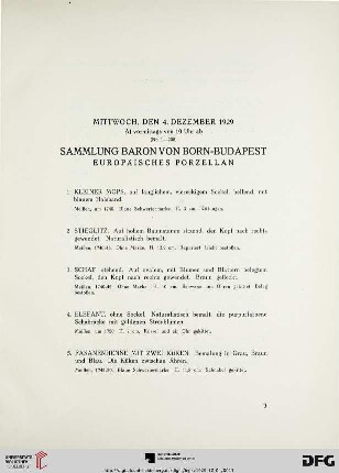 Mittwoch, den 4. Dezember 1929: A) vormittags von 10 Uhr ab (Nr. 1-208)