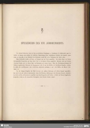 Stickereien des XVI. Jahrhunderts