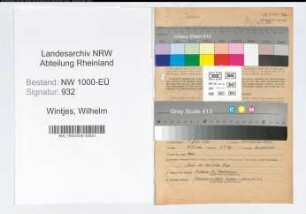 Entnazifizierung Wilhelm Wintjes, geb. 05.06.1896 (Rektor)
