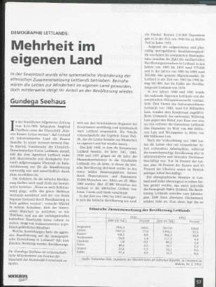Demographie Lettlands: Mehrheit im eigenen Land