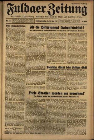 Erste Ausgabe vom Sonntag, den 27. Juni 1937.
