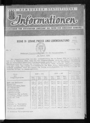 1954: Hamburger statistische Informationen / D