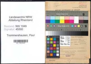 Entnazifizierung Paul Trommershausen , geb. 26.03.1901 (Angestellter)