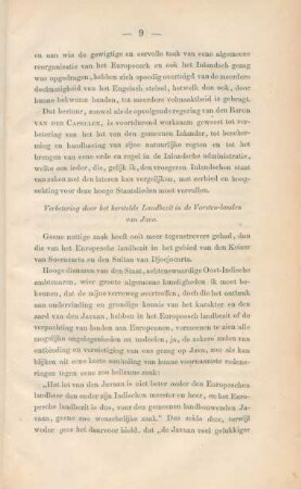 Verbetering door het herstelde landbezit in de vorsten-landen van Java