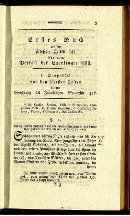 I. Hauptstück von den ältesten Zeiten bis zur Errichtung der Fränkischen Monarchie 486.