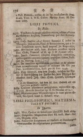 Libri Philosophici, Mathematici Et Physici. In Quarto