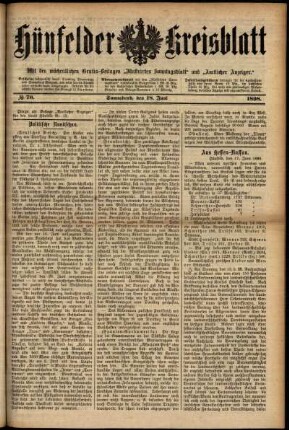 Ausgabe vom Samstag, den 18. Juni 1898.