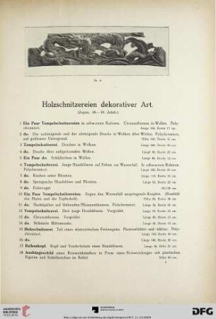 Holzschnitzereien dekorativer Art (Japan, 18.- 19. Jahrh.) (Nr.1-75)