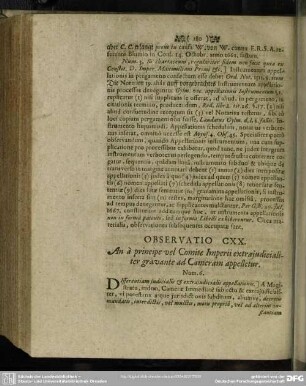 Observatio CXX. An à principe vel Comite Imperii extrajudicialiter gravante ad Cameram appelletur
