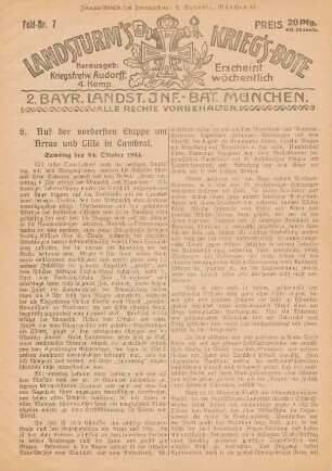 7.1914: Landsturm's Kriegs-Bote