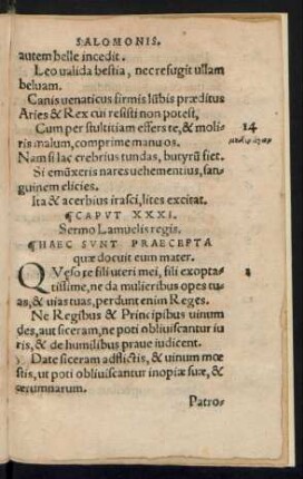 Caput XXXI. Sermo Lamuelis regis.