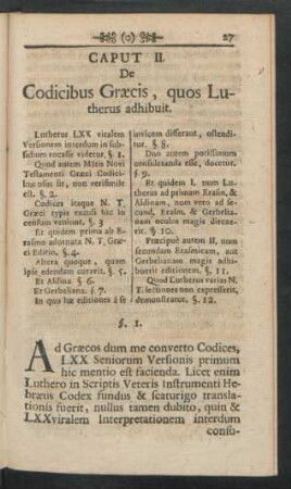 Caput II. De Codicibus Graecis, quos Lutherus adhibuit.