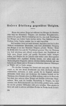 15. Unsere Stellung gegenüber Belgien.