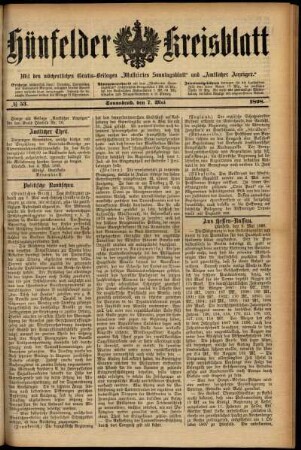 Ausgabe vom Samstag, den 07. Mai 1898.