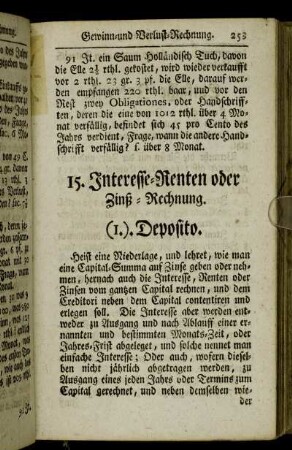 15. Interesse-Renten oder Zinß-Rechnung.