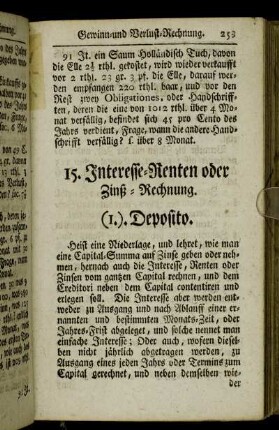 15. Interesse-Renten oder Zinß-Rechnung.