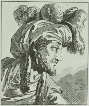 Bärtiger Männerkopf und Turban