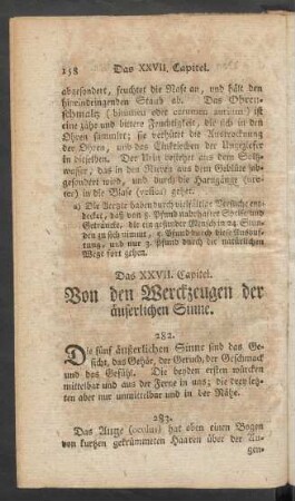 Das XXVII. Capitel. Von den Werckzeugen der äußerlichen Sinne