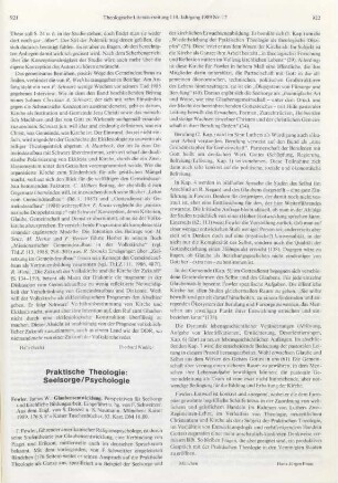 Praktische Theologie: Seelsorge/Psychologie