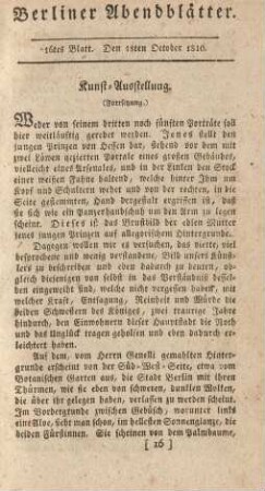 16tes Blatt. Den 18ten October 1810.