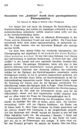 416-422, Simulation von "Anfällen" durch einen psychopathischen Fürsorgezögling
