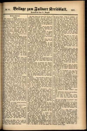 Zweite Ausgabe vom Samstag, den 03. August 1901.
