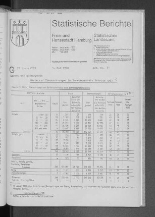 Gäste und Übernachtungen im Fremdenverkehr Februar 1990 : Lfd. Nr. 21