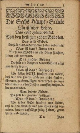 Das erste Häupt-Stück. Von den heiligen zehen Geboten