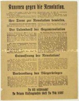 Flugschrift der Internationalen Kommunisten zu den Weihnachtskämpfen 1918