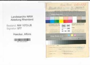 Entnazifizierung Alfons Haecker , geb. 18.05.1889 (Lehrer)