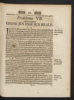 Problema VII. Ostendens Omne Ius Esse Ius Reale.