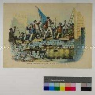 Zu den Ereignissen in der Pfingstwoche 1848 in Prag: Blatt VI, Barrikade beim technischen Institute