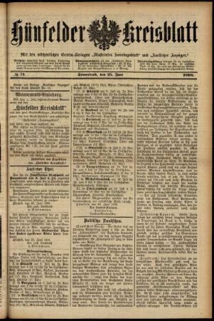 Ausgabe vom Samstag, den 25. Juni 1898.