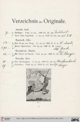 Verzeichnis der Originale (Nr. 1-348)