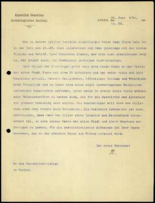 Bericht des ersten Sekretars an das General-Sekretariat
