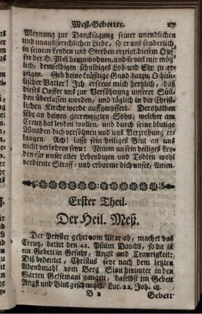 Erster Theil. Der Heil. Meß.