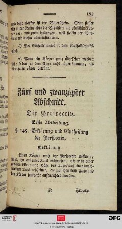 Fünf und zwanzigster Abschnitt