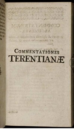 Commentationes Terentianæ.