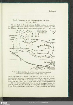 Anlage 6. Die II. Abteilung in der Angriffsschlacht bei Reims : (7.-28.7.1918)