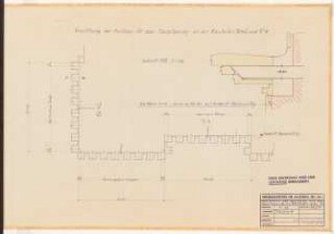 Reichsluftfahrtministerium, Berlin: Hauptgesims Q4L/V4 (Ausleger): Grundriss; Schnitt 1:10