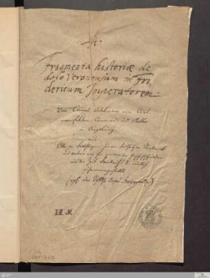 Conradi Adelmanni de Adelmannsfelden Vita Friderici I. Imperatoris - Cod.hist.fol.484