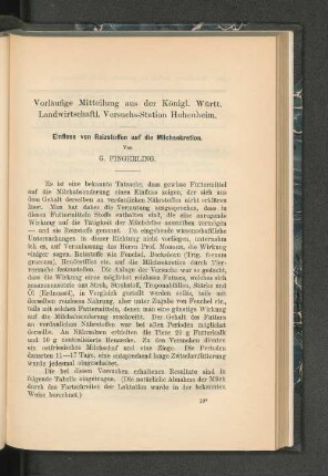Vorläufige Mitteilung aus der Königl. Württ. Landwirtschaftl. Versuchs-Station Hohenheim.