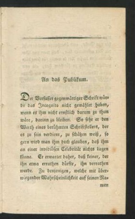 An das Publikum