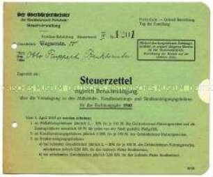 Steuerbescheid über Müllabfuhr-, Kanalnutzungs- und Straßenreinigungsgebühren für das Jahr 1940 - Familienkonvolut