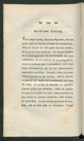 Seizième Lettre