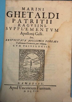 Apollonius redivivus : liber I. et II. Cum suppl.. 3, Supplementum