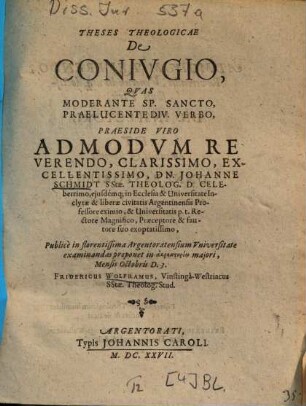 Theses Theologicae De Conivgio